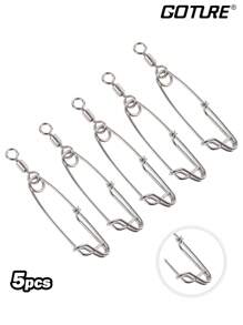 GOTURE Goture 5 Peças Clipes de Engate de Pesca, Giratórios de Alta Resistência em Aço Inoxidável, Acessórios para Pesca de Gato com Rolamento de Esferas, Giratório de Barril Rotativo para Água Salgada e Água Doce