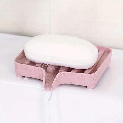 1pc  Drain Soap Box - Wheat Straw Bathroom Soap Holder For Kitchen Sink - Convenient Soap Storage Solution