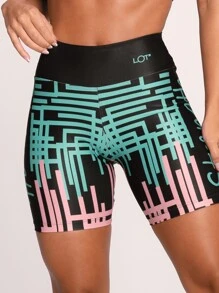 LOT FITNESS Women's Gym Set Fitness Top And Printed Shorts Invicta Collection Varied Prints - Màu xanh Ô liu - Xem 4