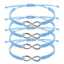 4 piezas/set de pulseras con símbolo infinito tejidas a mano, joyería de regalo para parejas y amigos unisex - Pulsera - Ver 13