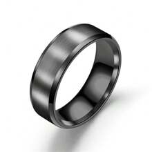 Anillo de acero de titanio mate de 8MM con biselado doble, anillo de acero inoxidable brillante y mate de acero de titanio con decoración "Te amo"