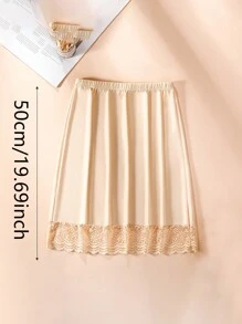 3pcs/1pc Women's Waist Cincher Anti-Static Anti-Light Inner Lining Lace Decor Long Midi-Length Skirt Slip, Elastic And Adjustable Waistband, Multiple Colors & Sizes (One Size Fits All) Valentine's Day Summer, School Fall, Autumn, Halloween