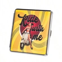 1pc Vintage Printed Leather Cigarette Case Smoking Accessory Holiday Gift - Multicolor - View 8