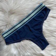 Women's Panties Double Thread Waistband Stripes Comfort Lingerie Plain - Màu xanh hải quân - Xem 1
