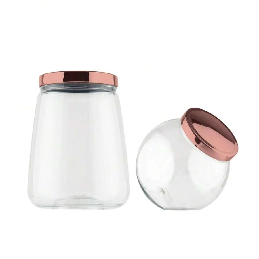 Kit 2 Metallic Lid Pots 2.1L And 1.2 Liter Sweet Biscuit - 玫瑰金色 - 查看 1