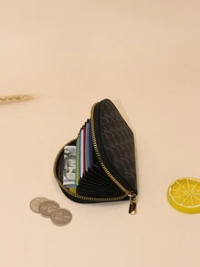 Fashion Letter Print Semi-Circle Large Capacity For Card Holder Wallet Business Card Holder Credit Card Holder Women For Women Wallet Mini Wallet Purse Wallet Card Wallet - Black - View 2