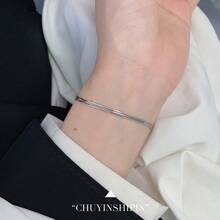 OMID 925 纯银简约三层蛇骨链手链，女士时尚珠宝 - 手鍊 - 查看 6