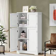 Storage Cabinet, Bathroom Cabinet With 4 Doors & Adjustable Shelf, Cupboard, Bathroom Floor Cabinet For Living Room, Entryway, Home Office, White - trắng - Xem 6
