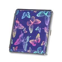 1pc Vintage Printed Leather Cigarette Case Smoking Accessory Holiday Gift - Multicolor - View 7