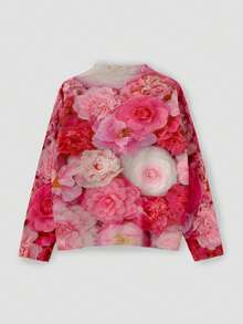 [Targeted Development] New Arrival Fashionable Round-Neck Floral Printed Long Sleeve Women's Sweater - Multicolor - View 3