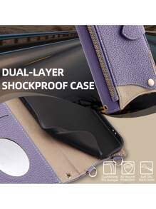 keyunfei حقيبة كروس بودي موضة مع سلسلة معدنية، مرآة مكياج، فتحات بطاقات، حامل مضاد للسقوط، محفظة سحاب متوافقة مع Apple 17 Pro/16 Pro، Galaxy A32 4G، OPPO A54، Moto G22، Honor X9b/Y9a، Pixel 7 Pro، Redmi Note 9 5G