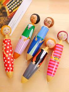 5pcs Cartoon Character Ball Point Pens, Creative Student Stationery - Multicolor - View 5