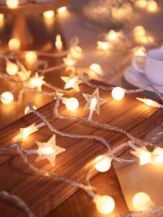 4.92/9.84/19.68Ft Home Decor Led White Ball And Star String Light,Battery Operated Fairy Light String, Suitable For Bedroom Wall Decor,Garden Decor, Camping Decor, Party Decor, Wedding Prom Decor,Birthday Decor, Christmas Tree Courtyard Decoration Lights String Christmas Decoration XMAS Decor Christmas Tree Gift Decor Thanksgiving Wedding Home Decor Home Decor Fall Decor Autumn Decor Birthday Decorations For Gifts Party Supplies Indoor Outdoor Garden Holiday Festival Decor Halloween Decor Wall Decor Halloween Ornaments