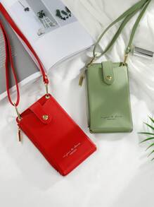 New Japanese Style Women Cross-Body Mini Leather Phone Pouch Multi-Function Smallest Bag - Red - View 3