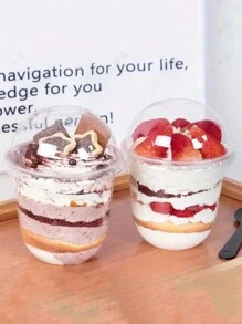 25 件/50 件大 U 形甜点杯，由聚丙烯制成，适合慕斯和甜点 | 非常适合情人节、万圣节、感恩节和独立日庆祝活动，非常适合家庭、旅行和冷饮服务 - 透明 - 查看 6