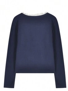 Casual Colorblock 2 In 1 Long Sleeve T-Shirt, Spring - Navy Blue - View 7