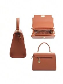 Women's Crossbody Bag Square Shoulder Portable Crossbody Tour With Scarf - 酒紅色 - 查看 2