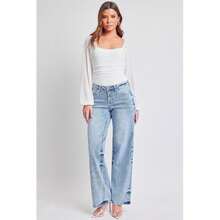 Women's Mid Rise Wide Leg Jeans - M Medium Blue - View 7