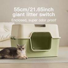Super Large Fully Enclosed Litter Box, Anti-Splash, Odor Control Cat Litter Tray - Multicolor - View 3