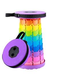 Taburete retráctil portátil, silla plegable para acampar, muebles de exterior, taburete telescópico de arcoíris, asiento de pesca de viaje - Multicolor - Ver 8