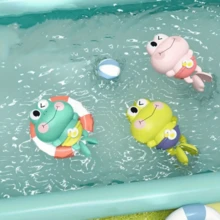 浴缸漂浮玩具 - 幼儿洗澡玩具，男孩漂浮发条浴缸玩具 | 创意小青蛙造型，浴室、游泳池漂浮发条玩具