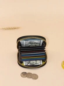 Fashion Letter Print Semi-Circle Large Capacity For Card Holder Wallet Business Card Holder Credit Card Holder Women For Women Wallet Mini Wallet Purse Wallet Card Wallet - Black - View 5