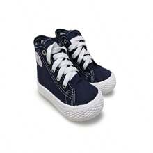 Tenis botita bebé niño niña zapatito choclo unisex casual urbano primeros pasos hasta 10 años 12mx-21mx lona tela blanco rosa negro negro amarillo confort - Negro - Ver 2
