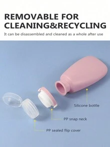 1 件硅胶旅行瓶套装，用于洗发水、化妆品和乳液分配，防漏设计，30ml/60ml/90ml旅行必需品，海滩旅行收纳袋，暑假返校学校用品假日露营假日必需品配件迷你女士香水男士香水 - 藕粉色 - 查看 2