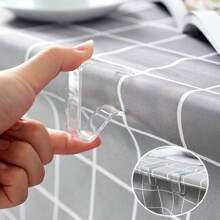 4pcs Anti-Slip Desk Cloth Fastener Clips, Home Living Room Coffee Table Tablecloth Holder - Transparent - View 1