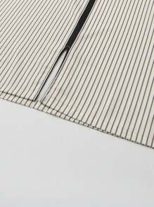 Disqoir 伊斯兰穆斯林男士条纹刺绣短袖休闲阿拉伯男士长袍 - 米色 - 查看 6