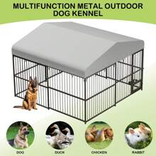 Fulvari Large Outdoor Dog Kennel With Bowls And Feeding Door,Heavy Duty Dog Playpen Fence Waterproof Roof Cover And Secure Lock, For Garden Backyard - Black - View 3