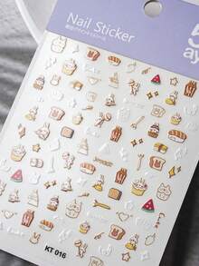 MAOMIA 1pc Cartoon Rabbit/Sushi/Cake Nail Charm Stickers DIY Art Cute Style Nail Art Decoration Patches - Multicolor - View 6