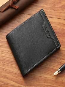 1pc Men's Plain Color Multi-Card Slots Simple Striped Fashion Versatile Mature Wallet, Suitable For Men's Daily Use, Chinese New Year, Valentine's Day Gift, Spring/Summer, Holiday Travel - Black - View 15