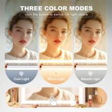 Hasipu Vanity Mirror With Lights, 17.7" X 13.8" LED Makeup Mirror With 10X Magnification, Smart Touch 3 Colors Dimmable, 360° Rotation, White