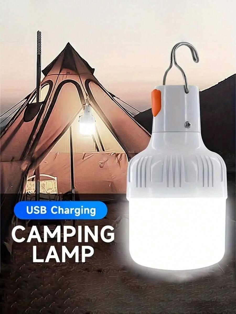 1pc USB Rechargeable LED Lantern Flashlight, Portable Small Night Light With Hook, Suitable For Emergencies, Camping, Adventure And Fishing Trips Garden Decor