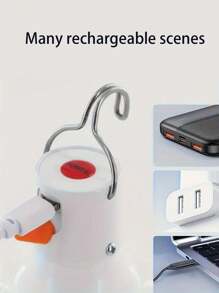 1pc USB Rechargeable LED Lantern Flashlight, Portable Small Night Light With Hook, Suitable For Emergencies, Camping, Adventure And Fishing Trips Garden Decor