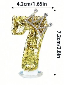 New Golden Crystal Diamond Crown Candles Numbered 0-9 For Birthday, Anniversary, Party Cake Decor - Gold - View 11