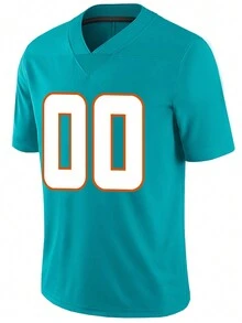 Customized Name And Number Boyfriend Style Men's Embroidered American Football Jersey Miami Green V-Neck Personalized Short Sleeved Shirt Party Game Training Competition Sports Top DIY S-XXL - Green - View 2
