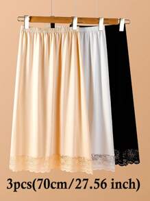 3 Pcs/1 Pc Women's Waist Slimming, Static-Resistant Half Slip Underskirt With Adjustable Elastic Waistband, Multi-Size & Color Options Summer, School Fall, Autumn, Halloween