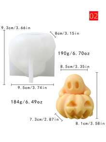 Molde de silicona con forma de fantasma y calabaza para vela de cera y figurita de yeso DIY de Halloween - Multicolor - Ver 3