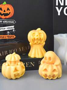 Molde de silicona con forma de fantasma y calabaza para vela de cera y figurita de yeso DIY de Halloween - Multicolor - Ver 5