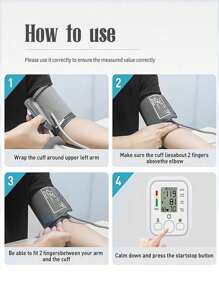 Monitor Presión Arterial Digital Lcd Para Brazo Monitor de Brazalete para detectar presión sanguínea Maumanometro - Blanco - Ver 6