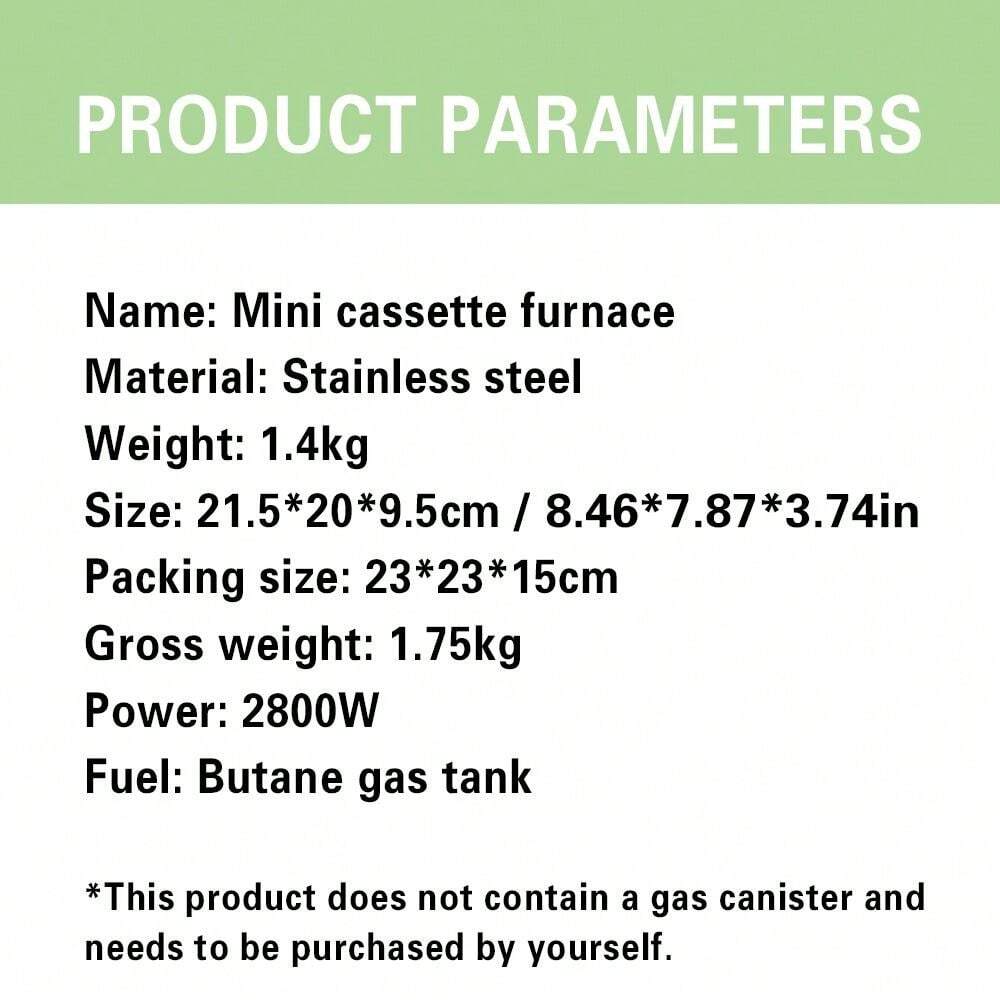 Outdoor Refined Camping Mini Cartridge Stove, Portable Storage, Gas