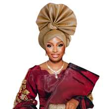 Nigerian Women's Hat Aso Oke Handmade Folding Fan Layered African Hat Topper Cap, Auto Gel Headwear, Suitable For Weddings, Parties, And Other Festivals, Adjustable Sleep Bonnet - Nigerian Turban Hat - View 16