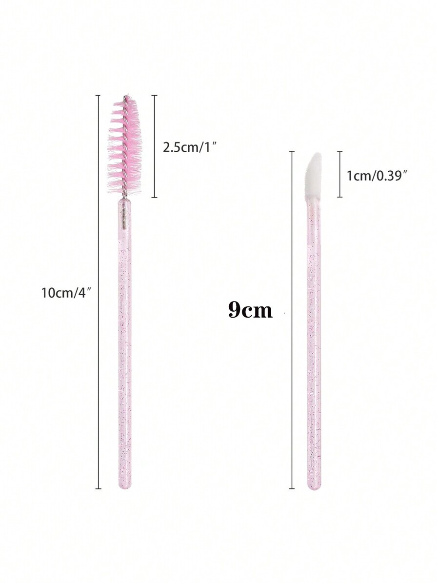 100pcs Disposable Eyelash Brush & Lip Brush, Lipstick And Lip Gloss