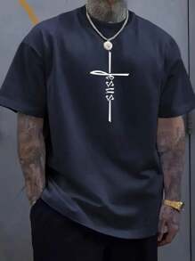 Cruz De Jesus Basic T-Shirt (FRONT) Men Women Cotton Shirt Reinforced Stitching Unisex StreetWear - Màu xanh hải quân - Xem 2