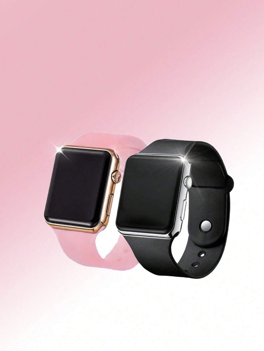 時尚休閒方形青年數字手錶，情侶電子手錶，學季禮品 - 彩色 - 查看 1