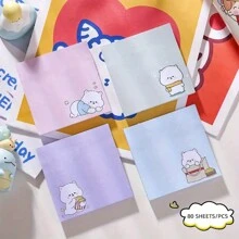 1/4 套装，80 张纯色卡通便签，便携式撕下便笺