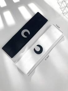 1 件/2 件男女通用针织刺绣月亮和星星图案时尚运动头带，吸汗头巾，街头潮流发饰头巾头带吸汗带，发带 - 彩色 - 查看 2