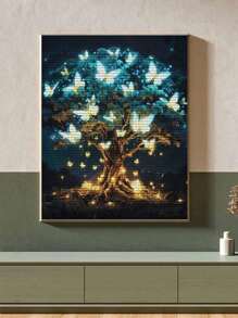 Tranh khảm kim cương 5D DIY - Phong cảnh cây đẹp, Bộ tranh thêu kim cương, Khảm trang trí nội thất Nghệ thuật treo tường - Màu tím hoa cà - Xem 5